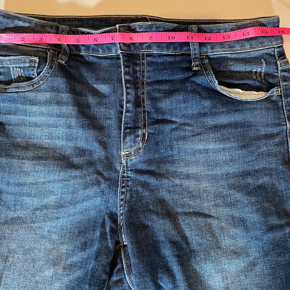 Ms Cello Women Dark Wash Distressed Skinny Jeans Size 14 Americana Indie Pop - Picture 2 of 6